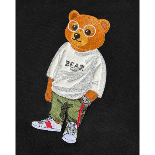 Organic Embroidered Hoodie Filou II. - Black