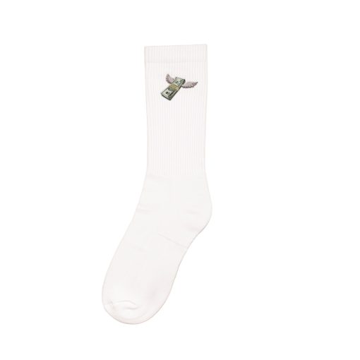 FW24 Sport Socks, Flying Cash Stack -  White