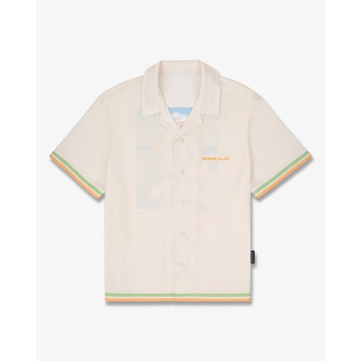 SS25 Backprint Shirt with Stripes, Poster Filou CXVIII. - Pearl White