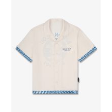 SS25 Backprint Shirt with Greek Pattern, Mykonos - Pearl White