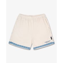 SS25 Shorts with Greek Pattern - Pearl White
