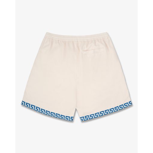 SS25 Shorts with Greek Pattern - Pearl White