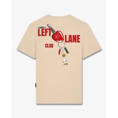 FW25 T-Shirt Backprint LEFT LANE CLUB - Sand Brown