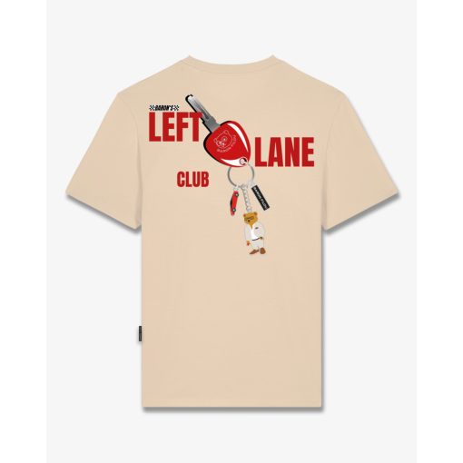 FW25 T-Shirt Backprint LEFT LANE CLUB - Sand Brown