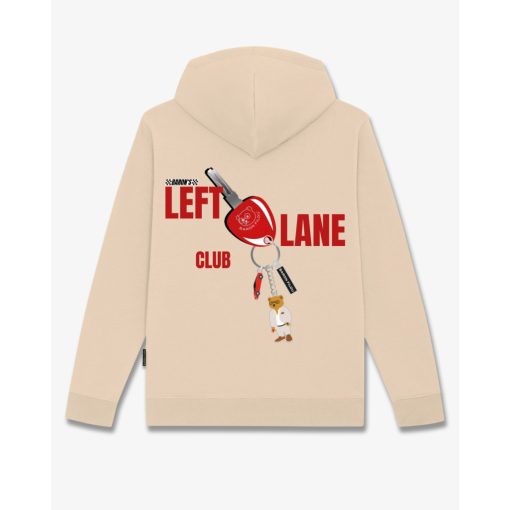 FW25 Hoodie Backprint LEFT LANE CLUB - Sand Brown