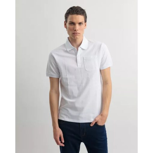 DEVERGO Férfi rövid ujjú galléros póló - White