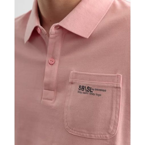 DEVERGO Férfi rövid ujjú galléros póló - Pink