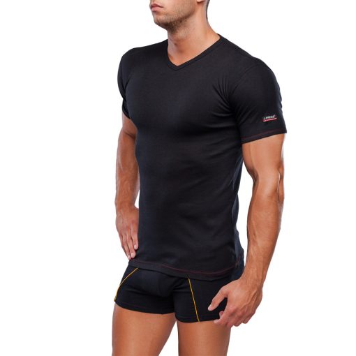 J.Press Alsópóló Férfiaknak V-Nyakú Rövid Ujjú - Black