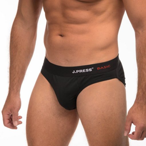 J.PRESS BASIC - rávarrt gumis 100% pamut slip - Black