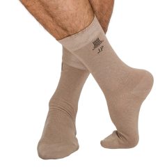   J.Press Férfi 100% Pamut Lazított Gumis Speciális Zokni - Beige