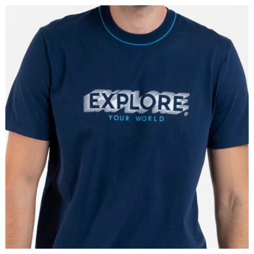 J.Press Hosszú fazonú egyszínú pamut pizsama szett - Blue