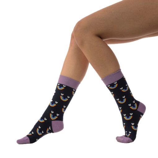 J. Press FUNNY Socks - női mintás pamut zokni - Navy/Purple