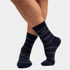 J.Press vékony csíkos pamut öltönyzokni - Navy