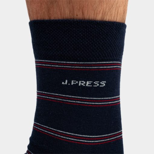 J.Press vékony csíkos pamut öltönyzokni - Navy