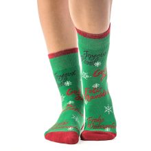 J. Press Karácsonyi mintás unisex plüss zokni - Green