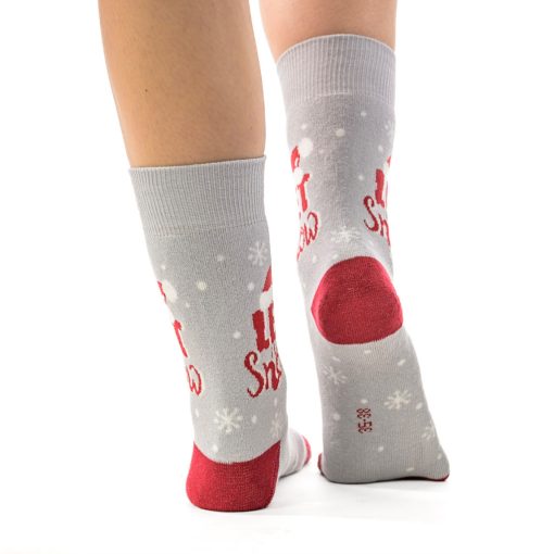 J. Press Karácsonyi mintás unisex plüss zokni - Grey/Red