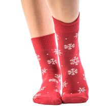 J. Press Karácsonyi mintás unisex plüss zokni - Red