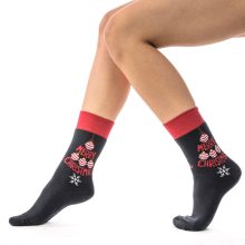 J. Press Karácsonyi mintás unisex plüss zokni - Navy