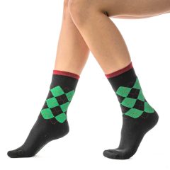   J. Press Karácsonyi mintás unisex plüss zokni - Black/Green