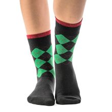 J. Press Karácsonyi mintás unisex plüss zokni - Black/Green