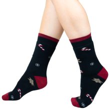 J. Press Karácsonyi mintás unisex plüss zokni - Black