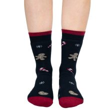 J. Press Karácsonyi mintás unisex plüss zokni - Black