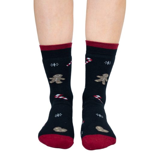 J. Press Karácsonyi mintás unisex plüss zokni - Black