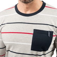 J.Press Férfi Hosszú Pizsama Szett Kerek Nyakú Világos Melírszürke Csíkos Felsővel - Grey