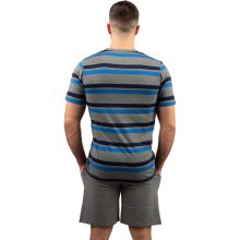 J.Press Férfi Rövid Pizsama Szett Kerek Nyakú Melírszürke Csíkos Felsővel - Grey