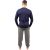   J.Press Férfi Hosszú Passzés Pizsama Szett Kerek Nyakú Sötékék Egyszínű Felsővel - Navy