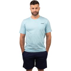   J.Press Férfi Rövid Pizsama Szett Kerek Nyakú Világoskék Egyszínű Felsővel - Light Blue