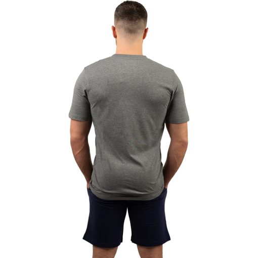 J.Press Férfi Rövid Pizsama Szett Gombos Nyakú Szürke Egyszínű Felsővel Sötétkék Alsóval - Grey