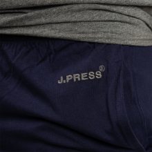 J.Press Férfi Rövid Pizsama Szett Gombos Nyakú Szürke Egyszínű Felsővel Sötétkék Alsóval - Grey