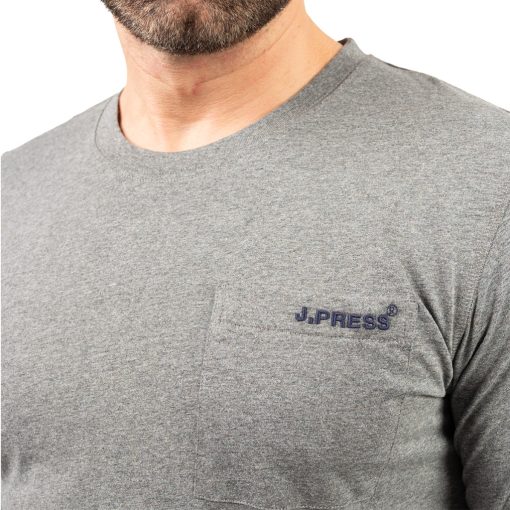 J.Press Férfi Hosszú Pizsama Szett Kerek Nyakú Passzés Felsővel és Alsóval - Grey