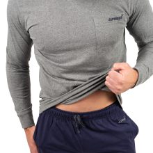 J.Press Férfi Hosszú Pizsama Szett Kerek Nyakú Passzés Felsővel és Alsóval - Grey