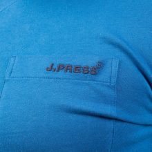 J.Press Férfi Hosszú Pizsama Szett V Nyakú Kék Egyszínű Felsővel Passzés Ujjal - Blue