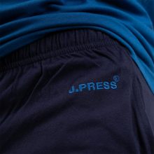 J.Press Férfi Rövid Pizsama Szett V Nyakú Tengerészkék Egyszínű Felsővel Szürke Alsóval - Blue