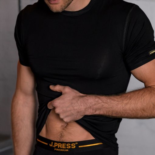 J.Press PRÉMIUM - kerek nyakú bambusz póló - Black