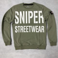 All Over Crew Neck - olive/white