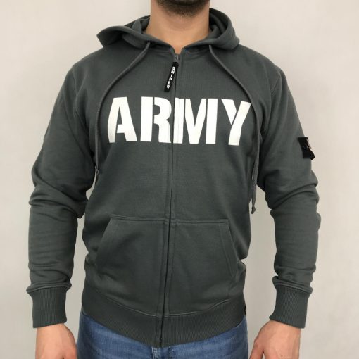 Army Zip Hoody - steel grey